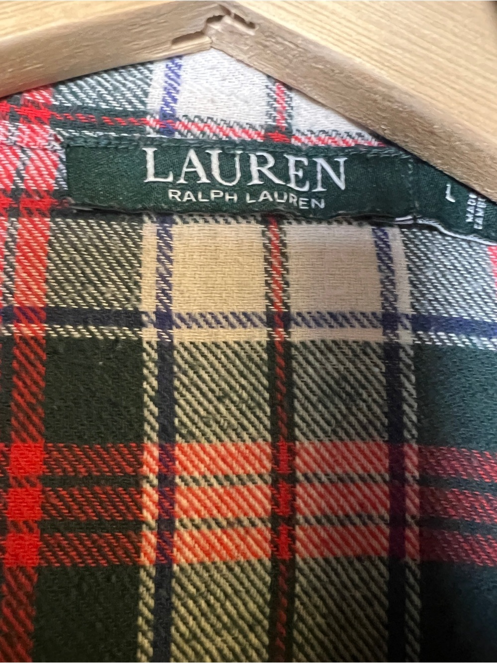 Lauren Ralph Lauren Plaid Flannel Pajama Set | Large | Cropped Fit - Picture 5 of 7